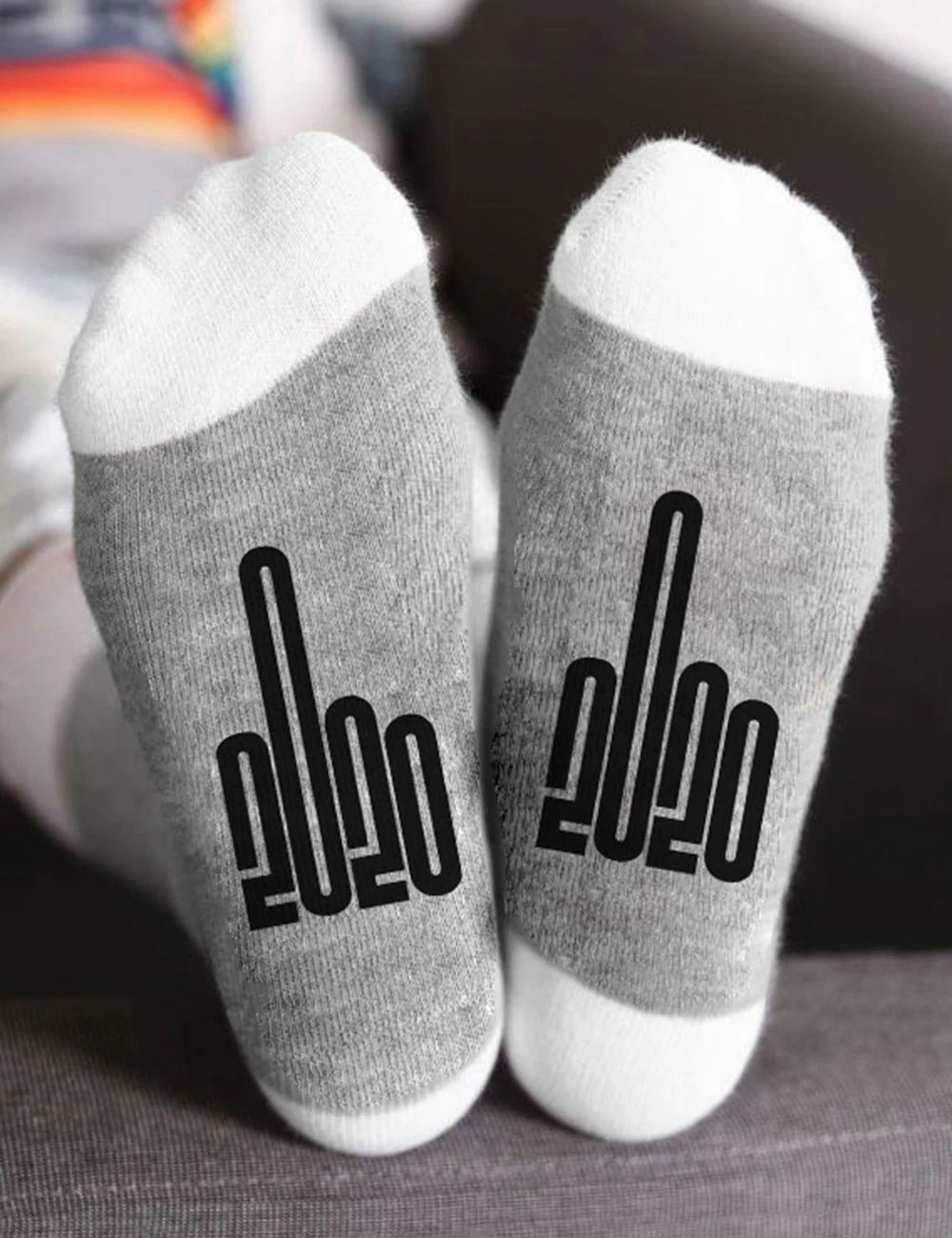 Middle Finger 2020 Digital Letter Socks Crew Novelty Socks